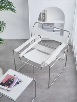 Second-hand Interneti kuulsus foto ühtne diivan tool, kerge, luksuslik roostevabast terasest sadul nahast elutuba uuringu tool
