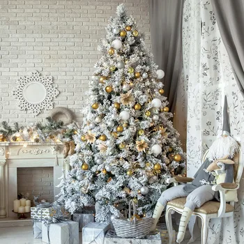 1.2 m/1.5 m/1.8 m Jõulupuu Krüpteeritud Helendav Väike Lumesadu Puu Golden Christmas Ball Paketi Kodu Kaunistamiseks