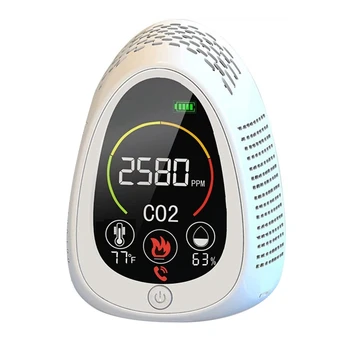 1 TK 4 1 Suitsu Alarm+Co2+Niiskus+Temperatuuri Multifunktsionaalne Mõõteseade Co2 Anduri õhukvaliteedi Monitor Hygrometer Valge