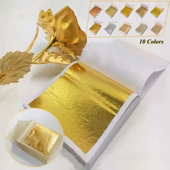 100sheets Imitatsioon kuldne Foolium Paber Leaf Kullakiht DIY Epoksüvaik Silikoon Hallituse Ehted Tegemise Täitmise Kaunistada Vaik Käsitöö Tööriist