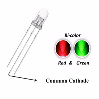 100TK 5MM Dual Värv Punane Roheline LED Katoodi DIP Ultra Hele, Läbipaistev Ring Pea Bi-Color Vesi Selge Lambi Valguse Helmed