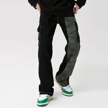 2023 Y2K Streetwear Segast Kottis Teksad Cargo Püksid, Meeste Riided Mustad Sirge korea Vabaaja Pikad Püksid Pantalon Homme