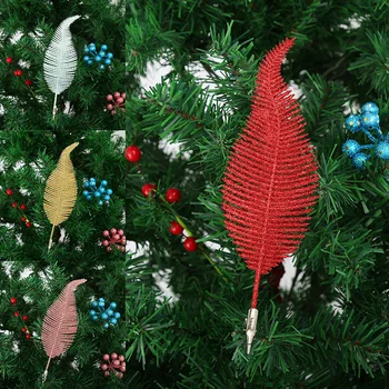 20cm Glitter Sulg Kunstlik Jätab Clip Jõulupuu Kaunistama Pool Kodu Kaunistamiseks Navidad Uus Aasta Xmas Pulmad Lilled