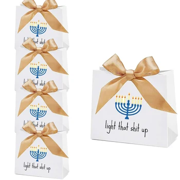 5tk Naljakas Menorah candy kastid poiss poiss tüdruk kingitus kotid Õnnelik Hanukkah Hanukka Juudi Puhkus Festival Tuled partei teenetemärgi