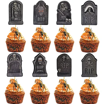 8 Tk Hauakivi Cupcake Toppers Korjab Halloween Graveyard Kook Decor Tabel Keskpunkt Pulgad Halloween Teemastatud Pool Kaunistused
