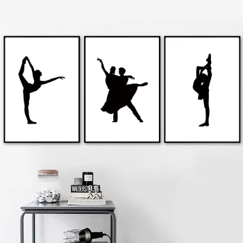 Abstraktne Must Ja Valge Lõuend Maali Balletitantsija Plakatid Ja Pildid Minimalistlik Ballerina Girl Seina Art Pildid Raamimata