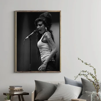 Amy Winehouse Laulab Plakat, Foto Lõuend Print Seina Maali Home Decor (Raamimata)