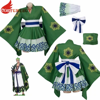 Anime Wano Riik Cosplay Kostüüm Roheline Kimono Kleit Rüü Varustus Naine Lolita Kleit Halloween Ülikond Naiste Tüdrukud