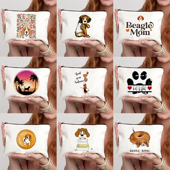 Armas Lemmiklooma Kutsikas Beagle Trükkimine Canvas Tõmblukk Meik Kott, Pliiats Kooli Kohver Professionaalne Küüned Kawaii Kott Korraldaja