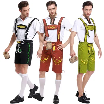 Baieri Lühikesed Püksid Meeste Kostüüm Täiskasvanud Õlle Festival Kelner Sobiks Traditsiooniline Oktoberfest Riiete Komplekt Roheline Pruun