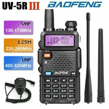 BAOFENG UV-5R III 1800mAh Tri-Band VHF/UHF Walkie Talkie, Kaasaskantav CB Veekindel Kaks Way Radio Station HF Transiiver Kaks Antenni