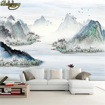 beibehang kohandatud Kaasaegse minimalistliku Hiina tint jaoks taustapildi elutuba maastiku TV taust kaunistamine seina-paber maali