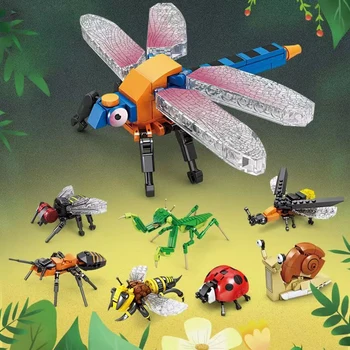 Biomimetic Loomad, Putukad, KES Isendi Mudel ehitusplokid Džungel Ants Meemesilaste Dragonfly Firefly Mantis Lepatriinu Tellised Mänguasjad