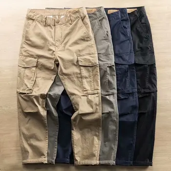 cargo püksid meestele lahti vabaaja sirge jalg püksid suvel lihtne multi-tasku meeste töö püksid