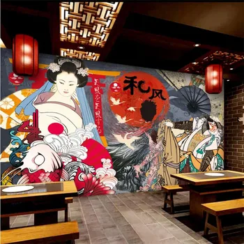 Custom Ukiyo-e Märki Seinamaaling Tapeet 3D-Jaapani Köök, Sushi-Restoran Seina, mis Hõlmab Tööstus-Decor Seina Paber 3D