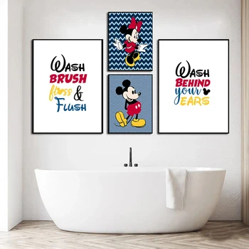 Disney Minnie Mickey Mouse Lõuendile Maali Seina Art Pesta Taga Oma Kõrvu Hinnapakkumisi Plakati printimine Vannituba Peace Home Decor