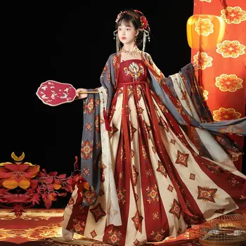 Gorgeous uus punane Hanfu naine Tang stiilis retro one-piece rinnus chebule seelik suur varruka särk Hiina stiilis õhuke vaheliha ханьфу