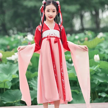 Han Fu Printsess Tüdruku Sünnipäeva Tantsu Teha Kleidi Tikandid Cheongsam Kleidid Traditsiooniline Laste Poole Rüü