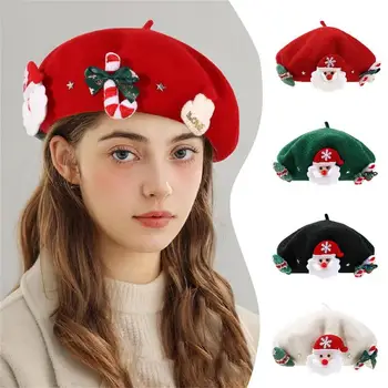 Jõulud Müts Vintage Punane Müts Naiste Talvine liblikas barett Soe Müts Õpilane ühise Põllumajanduspoliitika Bud Maalikunstnik Mütsid Naistele Xmas Teenetemärgi