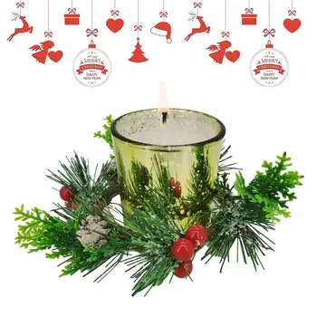 Jõulud Tealight Küünlajalad Klaas Küünal Omanik Home Decor Punased Marjad Luua Jõulud Tuju Magamistoas Kamin