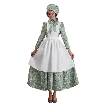 Keskaja Pioneer Naiste Lilleline Prairie Kleit Deluxe Koloonia Kleit Laura Ingalls Kostüüm Ajalooline Tagasihoidlik Prairie Koloonia Kleit
