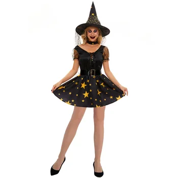 Kuri Nõid Kostüüm Spellcaster Cosplay Naiste Täiskasvanud Purim Halloween Pool Fantasia Kleit Üles