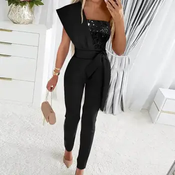 Lady Fashion Playsuit Pits-up One-piece Kleit Kombekas Glitter Segast Office Overall Romper