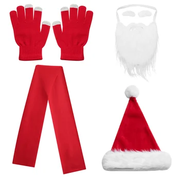 Laste Jõulud Jõuluvana Müts Valge Kulmud ja Habe Kindad Sall 5tk Xmas Kostüüm Kleit Üles Poole Cosplay Accessorie