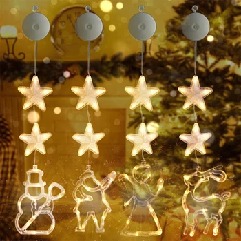 LED Jõulud Kardin String Tuled Xmas Tree Santa Claus Windows iminapp Tuli Koju Uue Aasta Pidu Pidulik Dekoratsioon