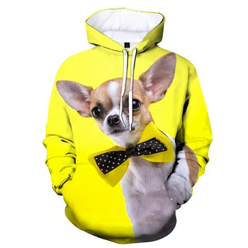 Loomade Koer Chihuahua Topp Mehed 3D-Printimine Dressipluus Pikad Varrukad Spordirõivad Pullover Street Casual Liiga Top Riided