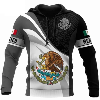 Mehhiko Riikliku Lipu Print Hupparit Meeste Mood 3D Eagle Muster Uued Pusad Hip-Hop Harajuku Liiga pikk Pullover Tops