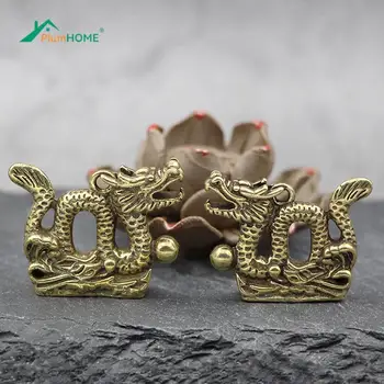 Messing Hiina Müütiline Loom Lohe Kuju Arvandmed Kääbus Antiiksed Kaunistused Dragon Ornament Feng Shui Decor Kingitused