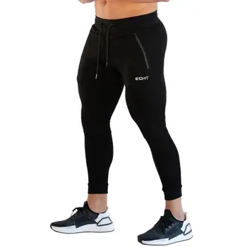 Must Joggers Sweatpants Meeste Vabaaja Skinny Püksid Spordisaalid Fitness Kulturismi Treening Trackpants Meeste Puuvillased Pikad Püksid, Spordirõivad