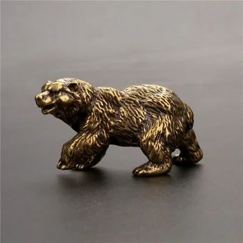 Pruun Karu Kuju, Ornament, Tahke Messingist Polar Loomade Figuriin Miniatuuri Tee Tabel Pet Laua Decors Tarvikud Käsitöö