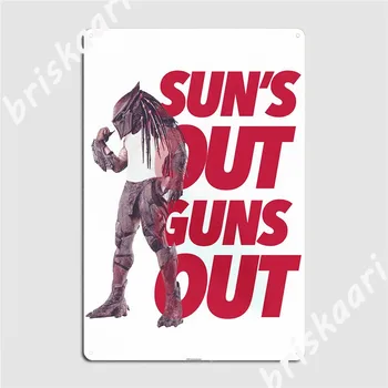 Päike ON Välja Relvad Välja Metallist Tahvel Plakat Seina Koopa Seina Disain Laigud Tina Märk Plakat