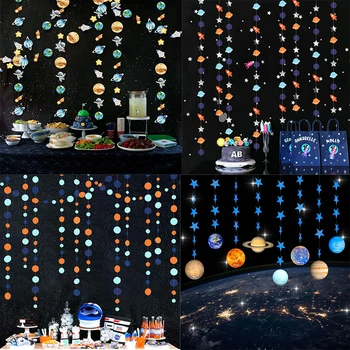 Päikesesüsteemi Teenetemärgi Banner Planeedi Vanikud Star Paber Galaxy Kosmoses Lipu Lapsed Magamistuba Astronaut Sünnipäeva Tarvikud