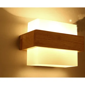 Põhjamaade Hiina Puidust Klaasi Lihtne LED Seina Lamp Seina Hele sisevalgustus Seina Sconces Bar Cafe Uuringu Koridor Magamistuba