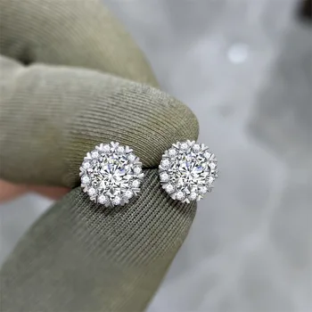S925 Sterling Silver tõeline 1 Karaat Teemant, Granaat Kõrvarõngas Naiste Mujer Oreja Hõbe 925 Ehted Pulm Ring Kõrvarõngad