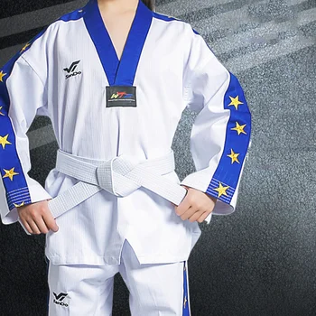 Taekwondo Ühtne V-Kaeluse Tae Kwon Võitluskunstide Dobok MMA Gym Kooli Karate Lapsed Ja Täiskasvanud Valge 2023 Uus Stiil