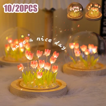 Tulbi Öö Valguses Akuga Tulip Flower 10/20Pcs Simulatsiooni Tulbi LED Nightlight Käsitöö Öö-Kerge Pulm Teenetemärgid