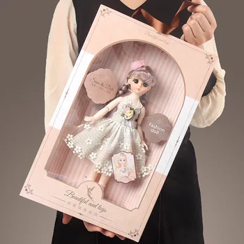 Uus Kawaii suurte silmadega nukk pakendada laste kingitus tüdruk simulatsiooni printsess sobiks mannekeeni tüdruk kleit üles mänguasi sünnipäeva kingitus, üllatus box