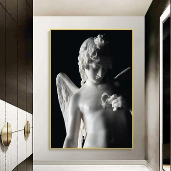 Valge Marmor Joonis Cupid Lõuendile Maali Plakatid ja Pildid Kaasaegne Seina Art Pilte elutuba Decor Raamimata