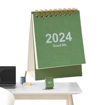 Väike Laua Kalender Paks Paber-Twin-Traat Siduvad Tilluke Kalendri-2024 Mini Kalender Creative Desktop DecorationDaily Ajakava
