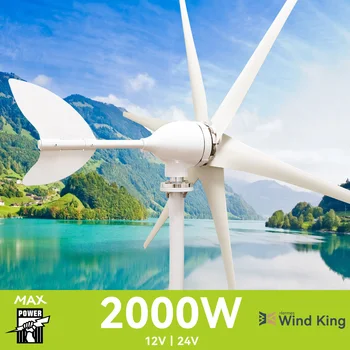 【Kõrgema Võimu】Windking 2000W tuuliku Kõrge Efektiivsusega 2000W Tuuleveski Hübriid päikesesüsteemi, koduseks Kasutamiseks, 6 Labad Horisontaalsele